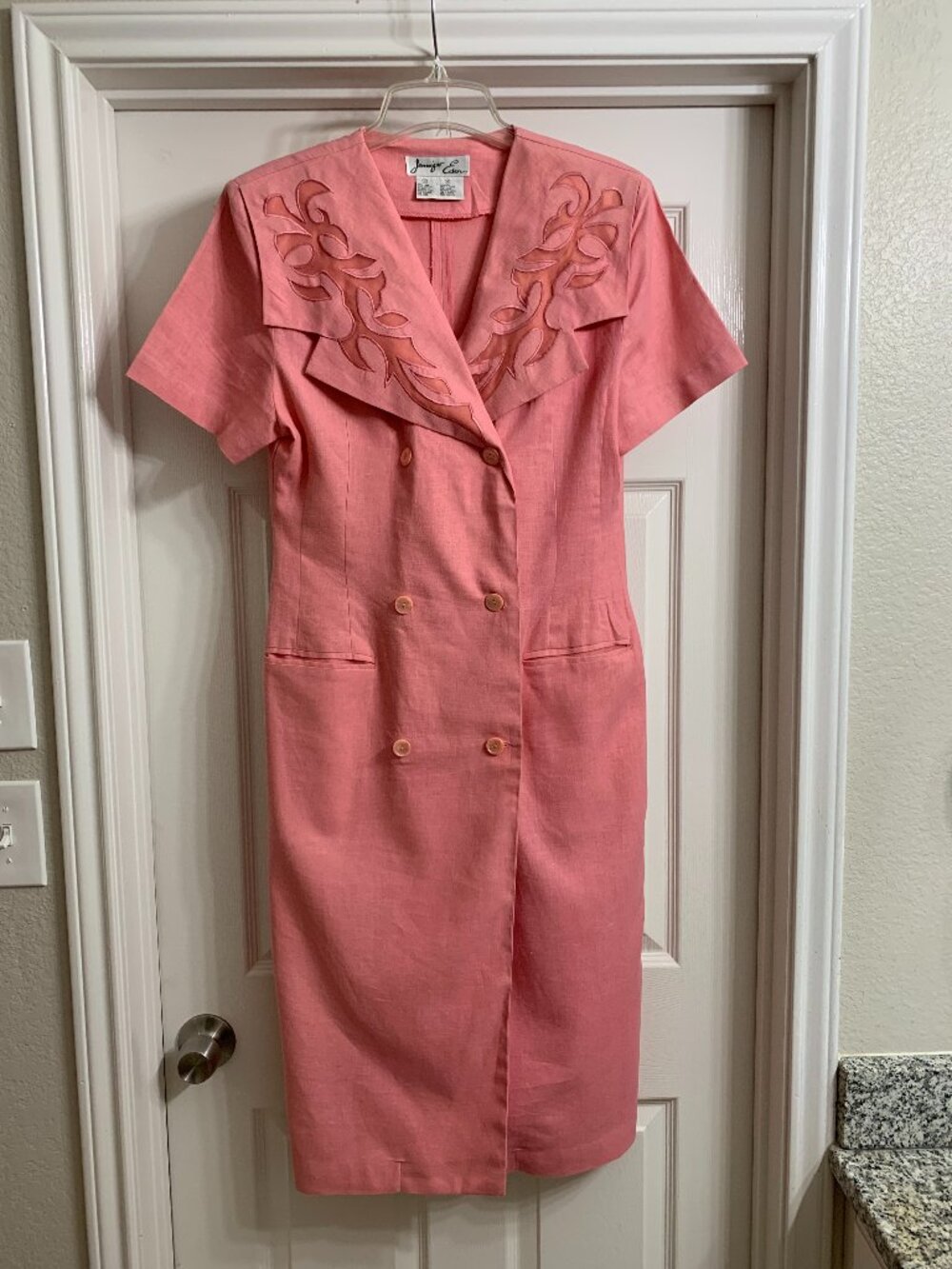 Jennifer Eden Women's Peach Color Linen Dress, Size 12